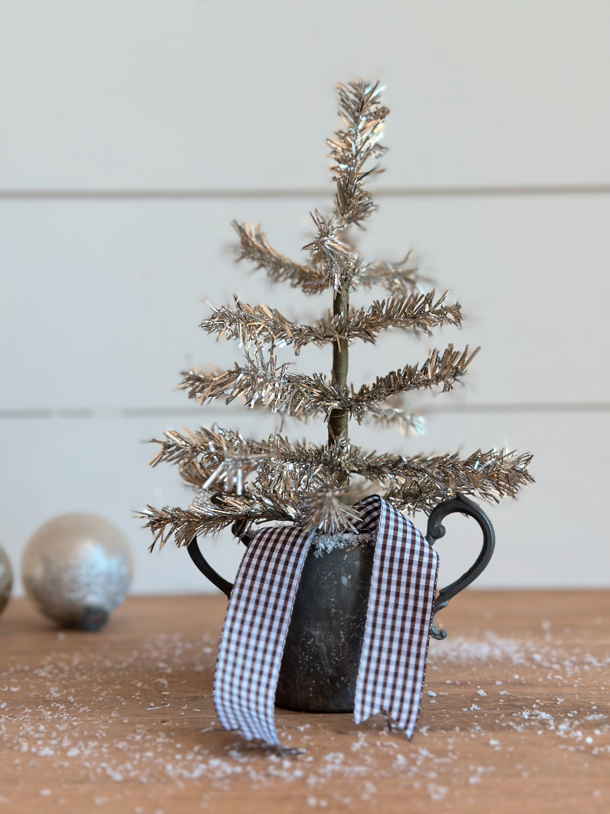 Vintage Pewter Sugar Pot Tinsel Tree