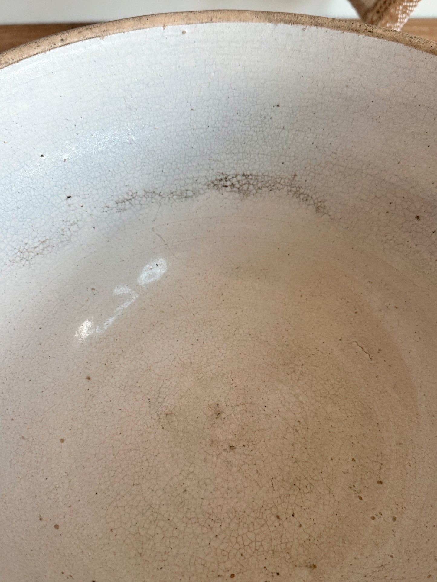 Large Vintage Picket Fence Stoneware Bowl