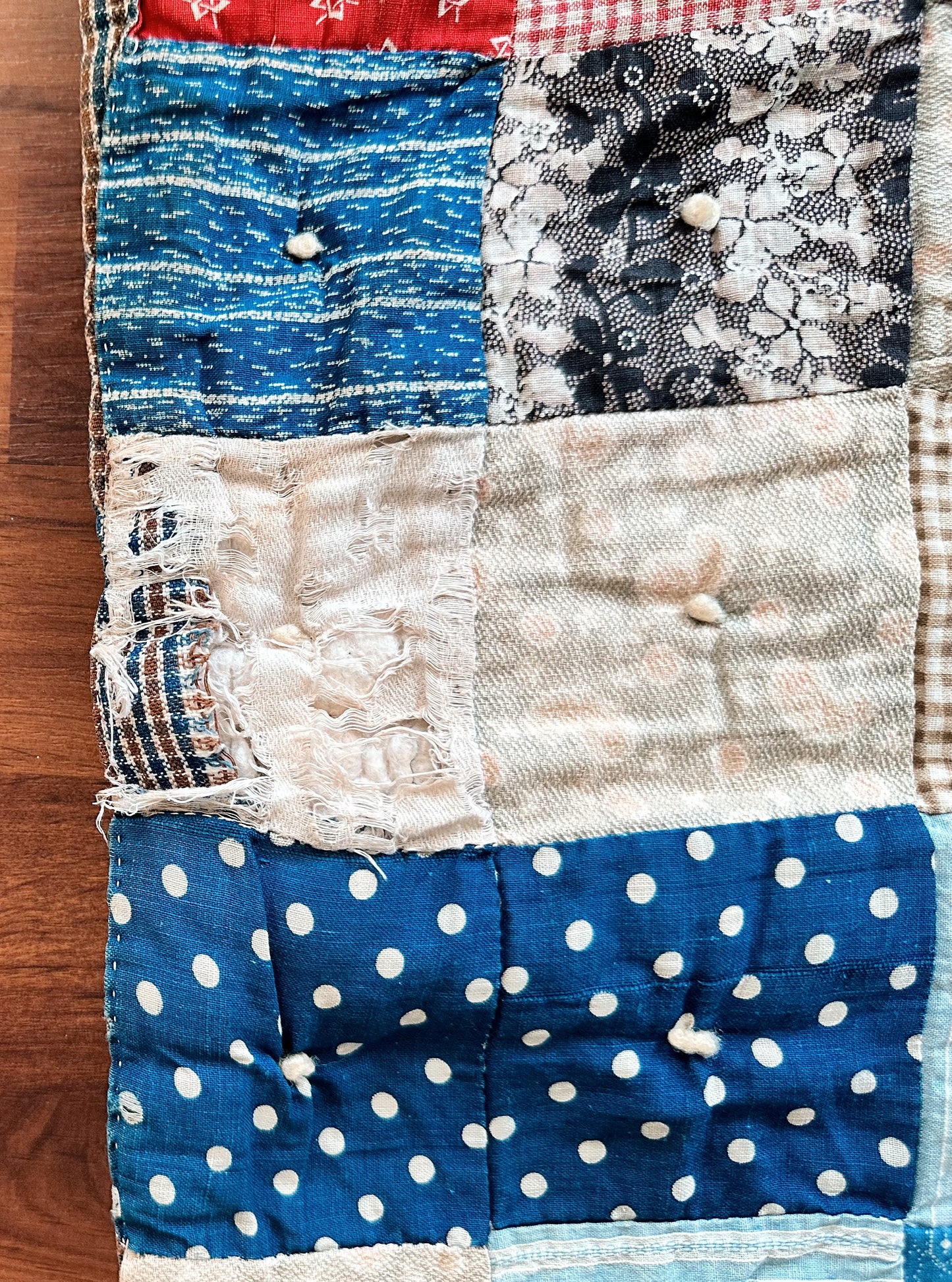 Vintage Hand-Tied Scrap Patchwork Quilt