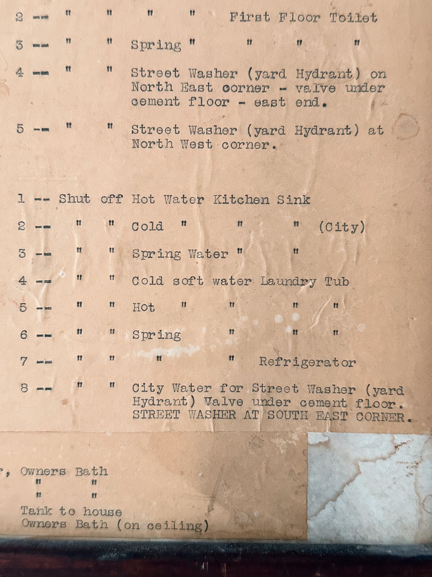 Vintage Framed Master Shut Off Service Plan