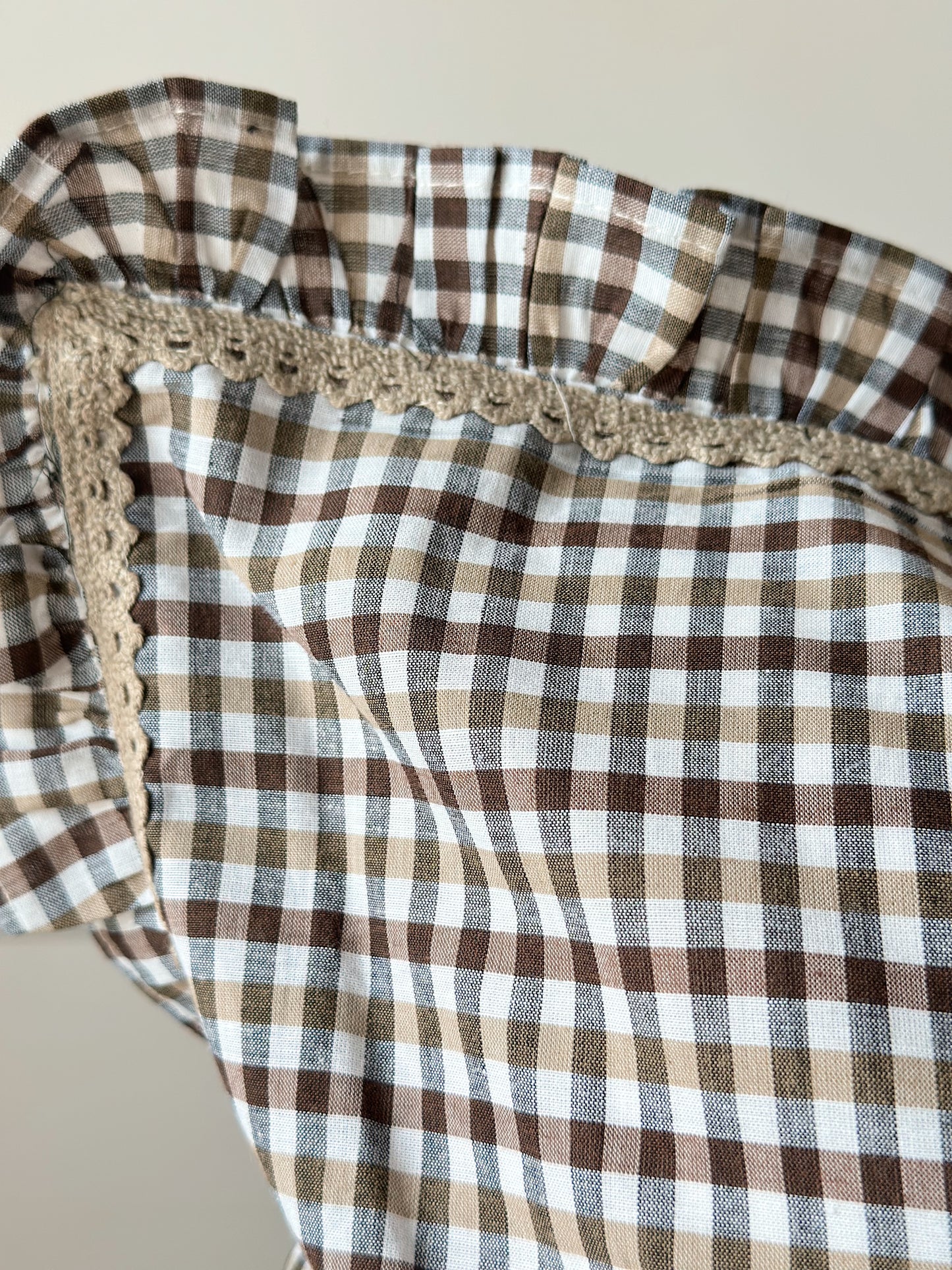 Olive & Brown Gingham Pillow Cover