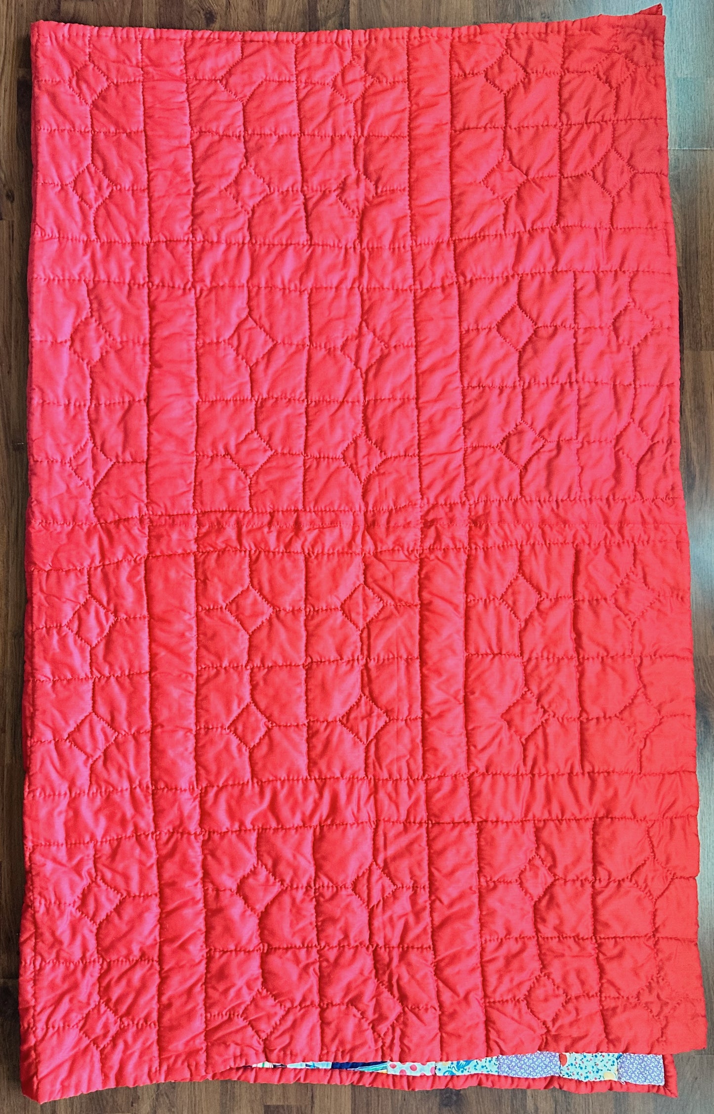 Hand Quilted Scrappy Cotton Quilt, Snowball & Bow Tie Variation