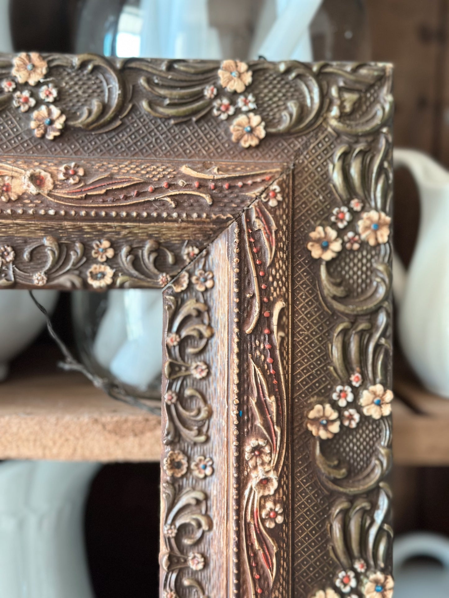 Vintage Floral Wood Frame