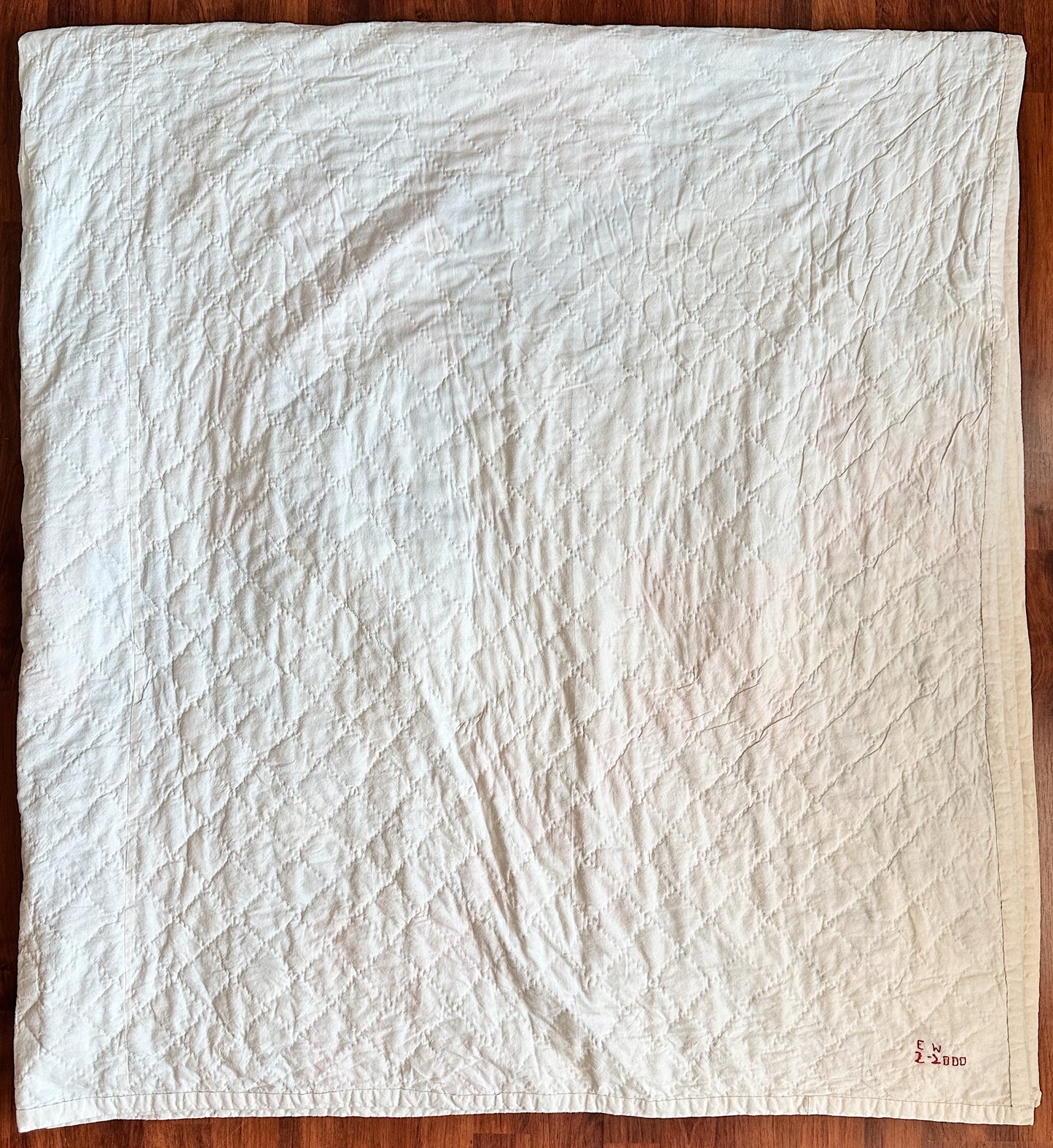 Hand Stitched Patchwork Quilt, Trip Around the World Variation