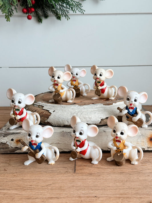 Set of Eight Vintage Mouse Blow Mold String Light Covers