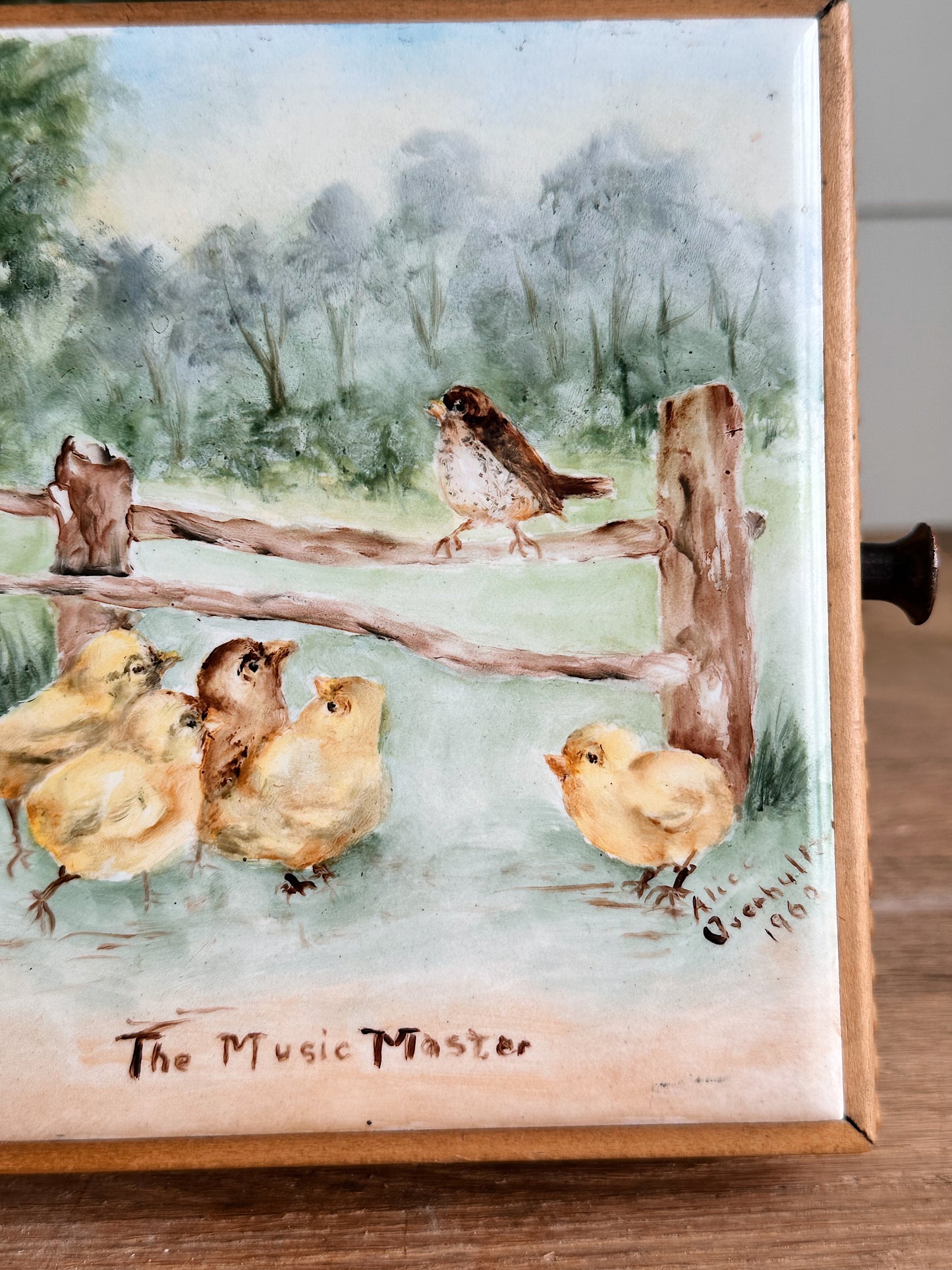 Vintage Hand Painted Tile Wall Hanging