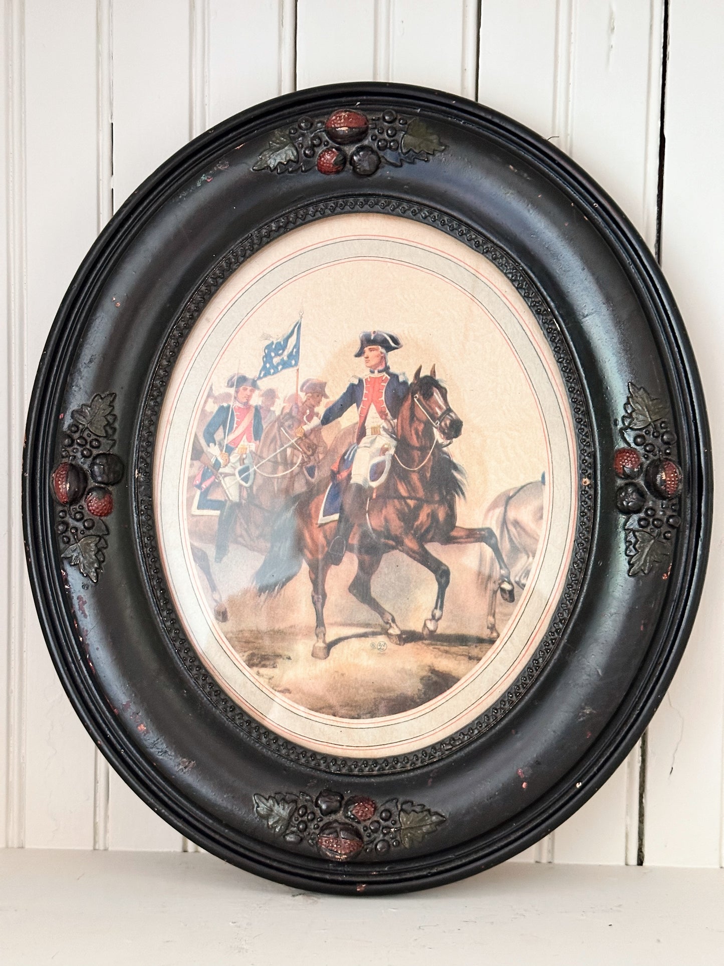 Antique Framed Revolutionary War Print