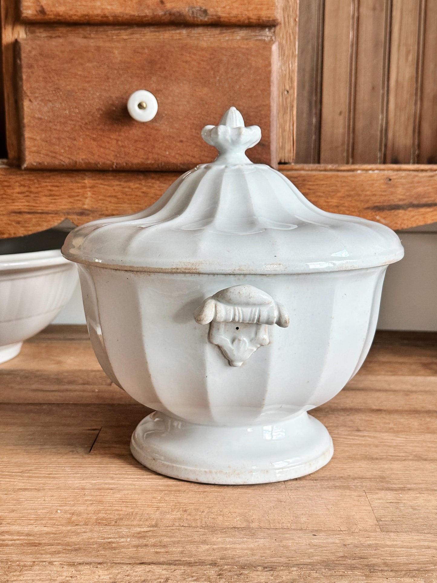 Antique Jacob Furnival Ironstone Punch Bowl & Lid