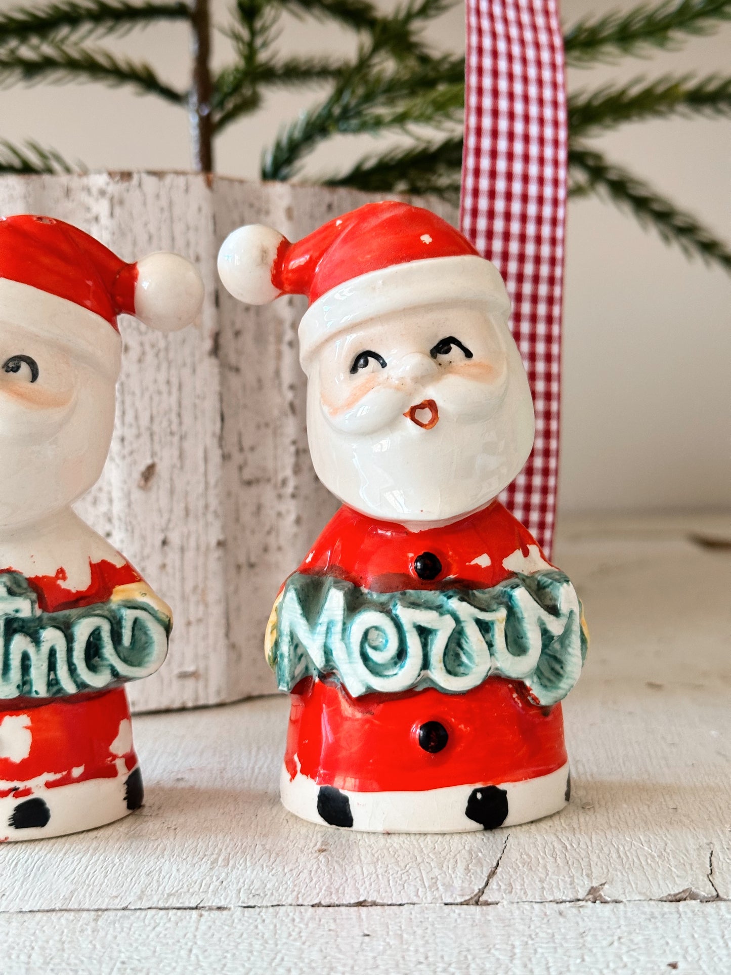 Vintage Santa Merry Christmas Salt & Pepper Shakers