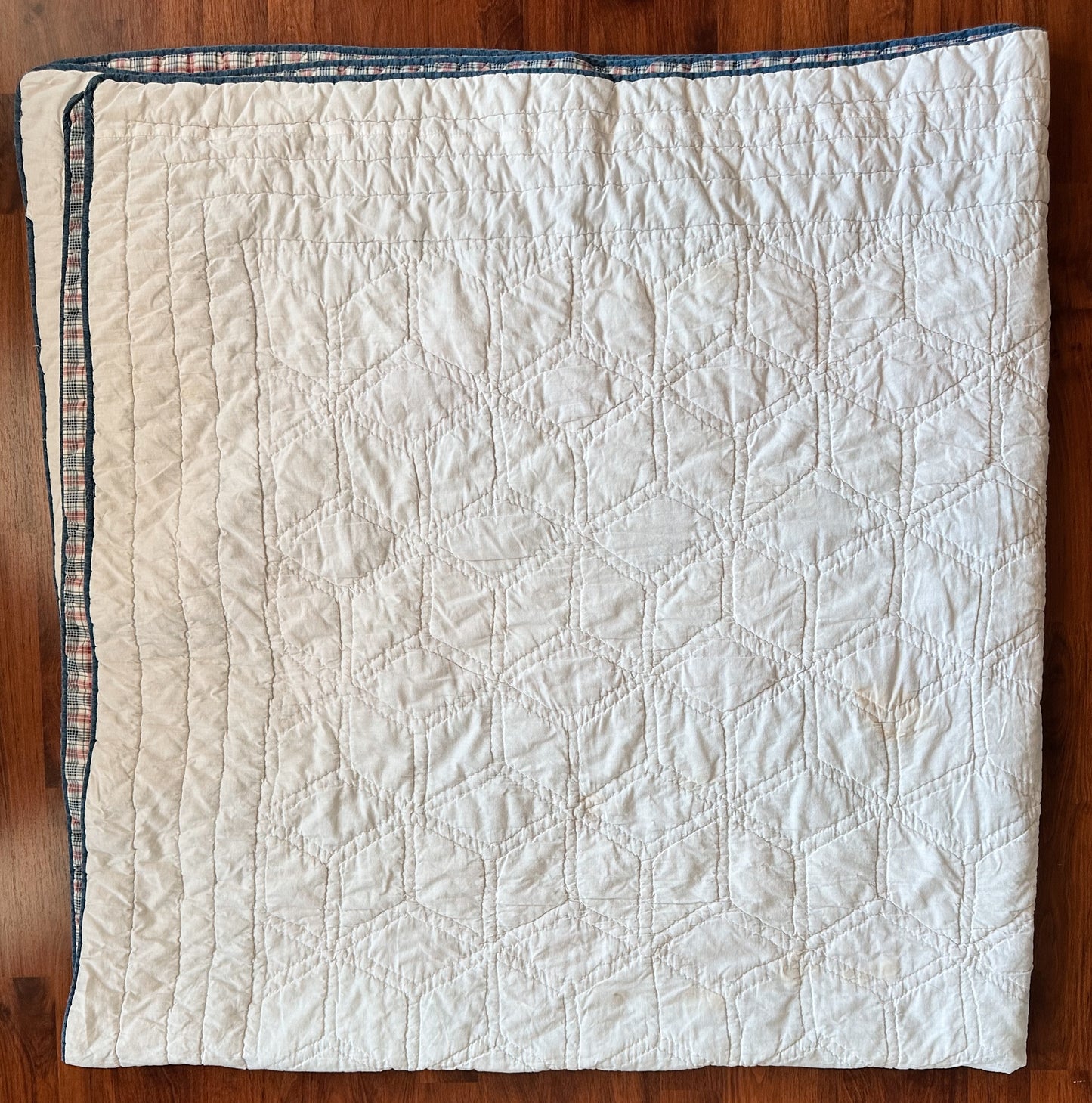 Vintage Hand Quilted Tumbling Blocks Quilt