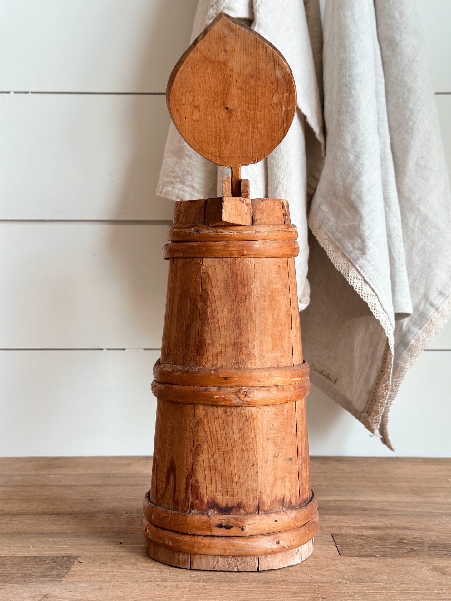 Vintage Folk Art Carved Wood Stein