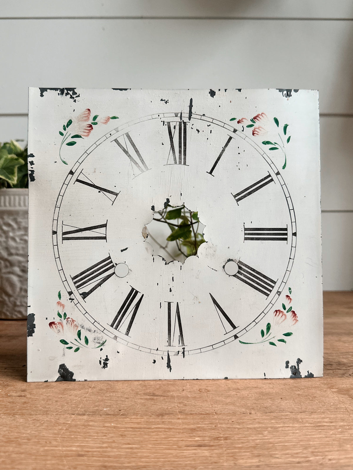 Large Vintage Floral Clock Face