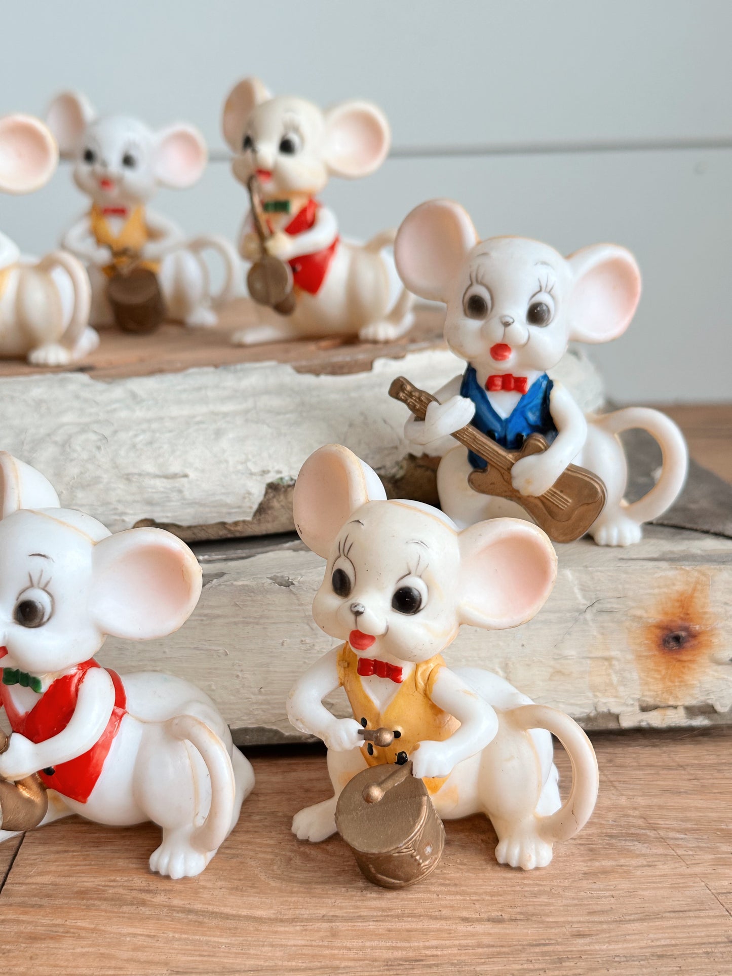 Set of Eight Vintage Mouse Blow Mold String Light Covers