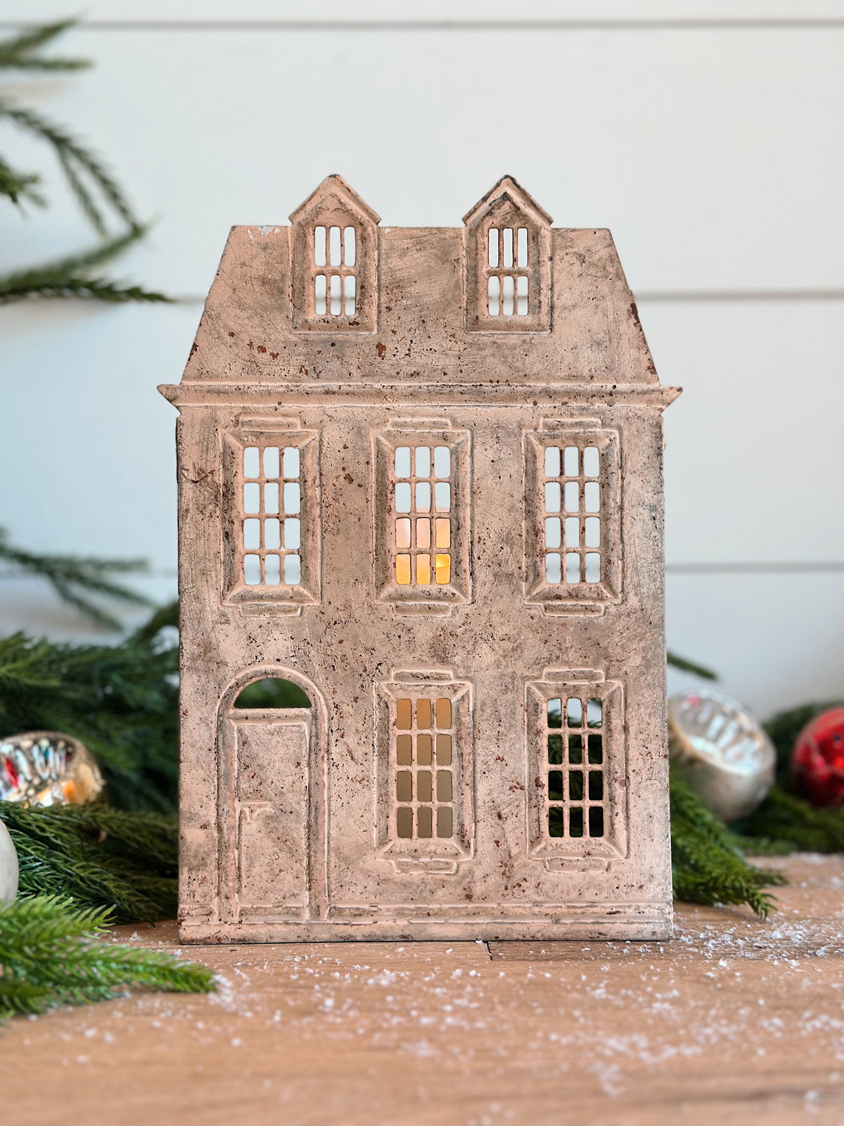 Embossed Tin House Candle Holders