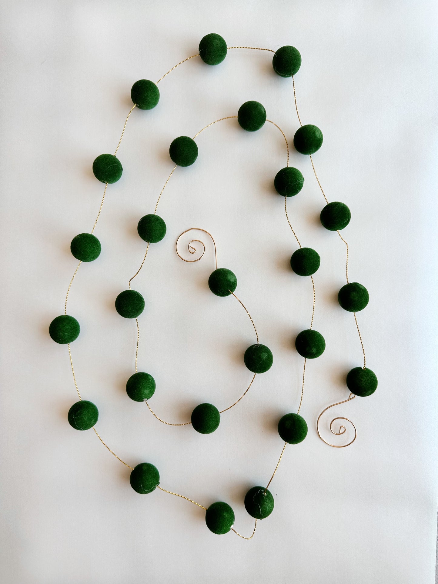 Green Flocked Velvet Ball Garland