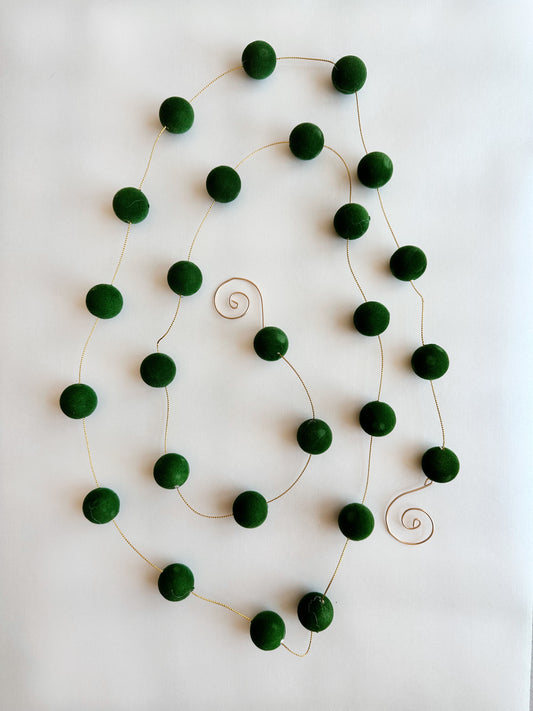 Green Flocked Velvet Ball Garland