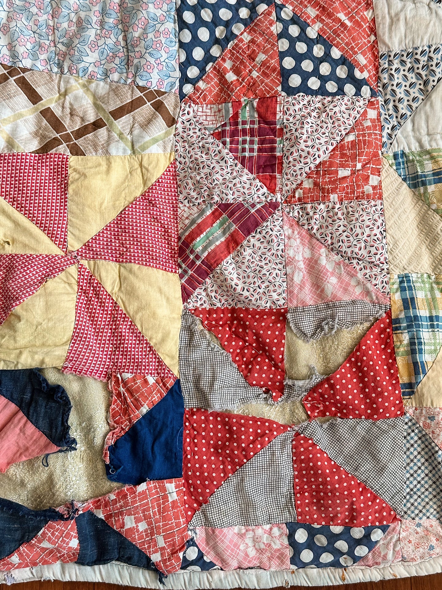 Vintage Hand Stitched Cotton Star & Crazy Scrap Quilt