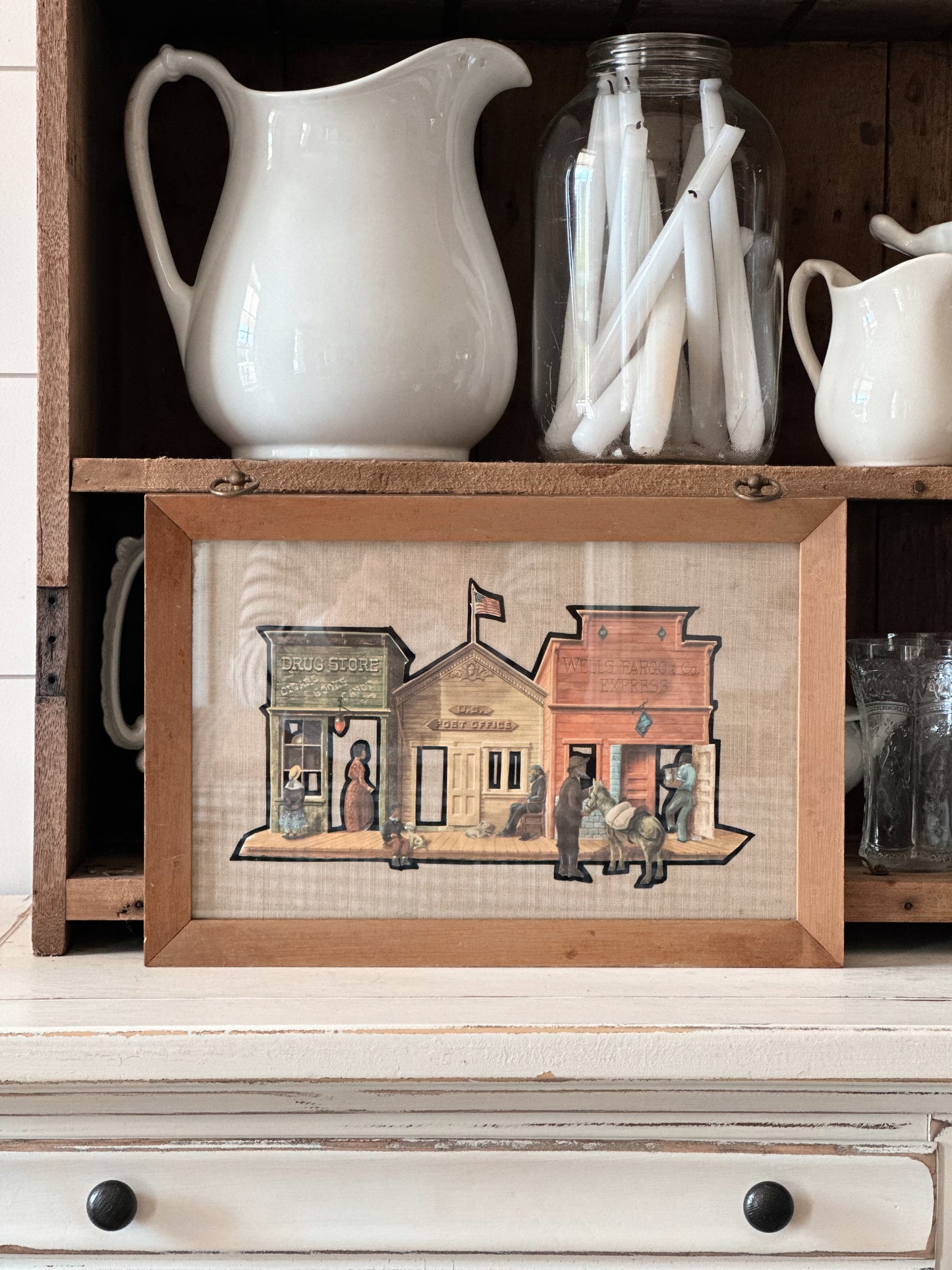 Vintage Framed Drug Store & Wells Fargo Cut Out