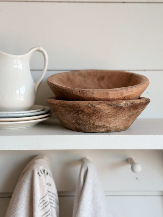 Set of Two Hand Carved Wood Bowls