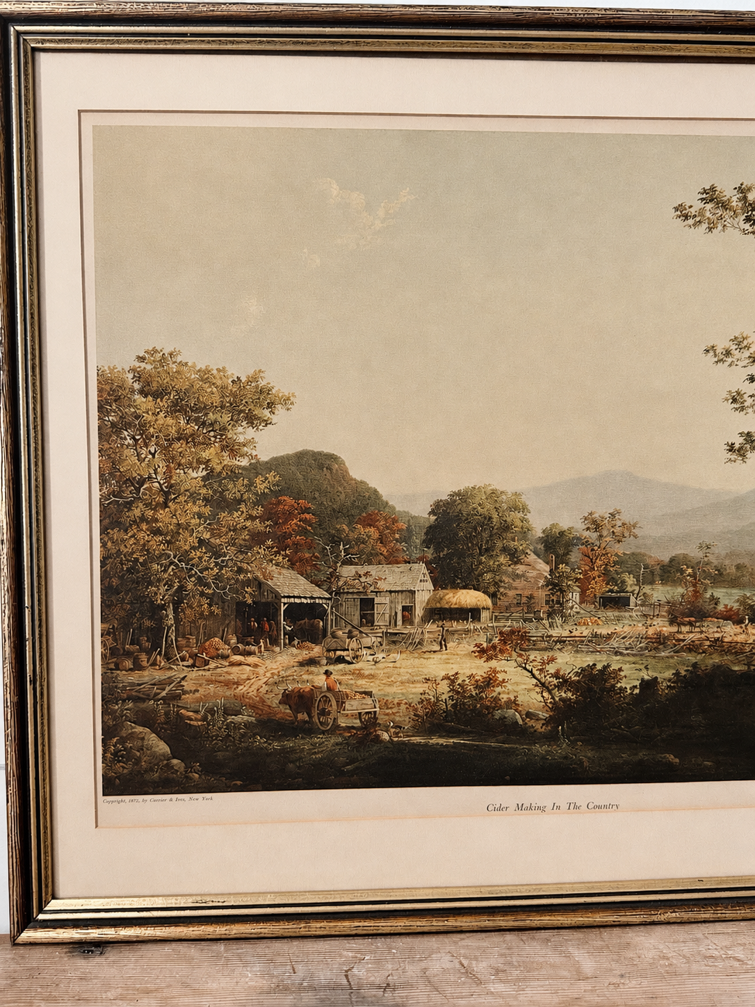Vintage 1947 George H. Durrie “Cider Making in the Country” Framed Art Print