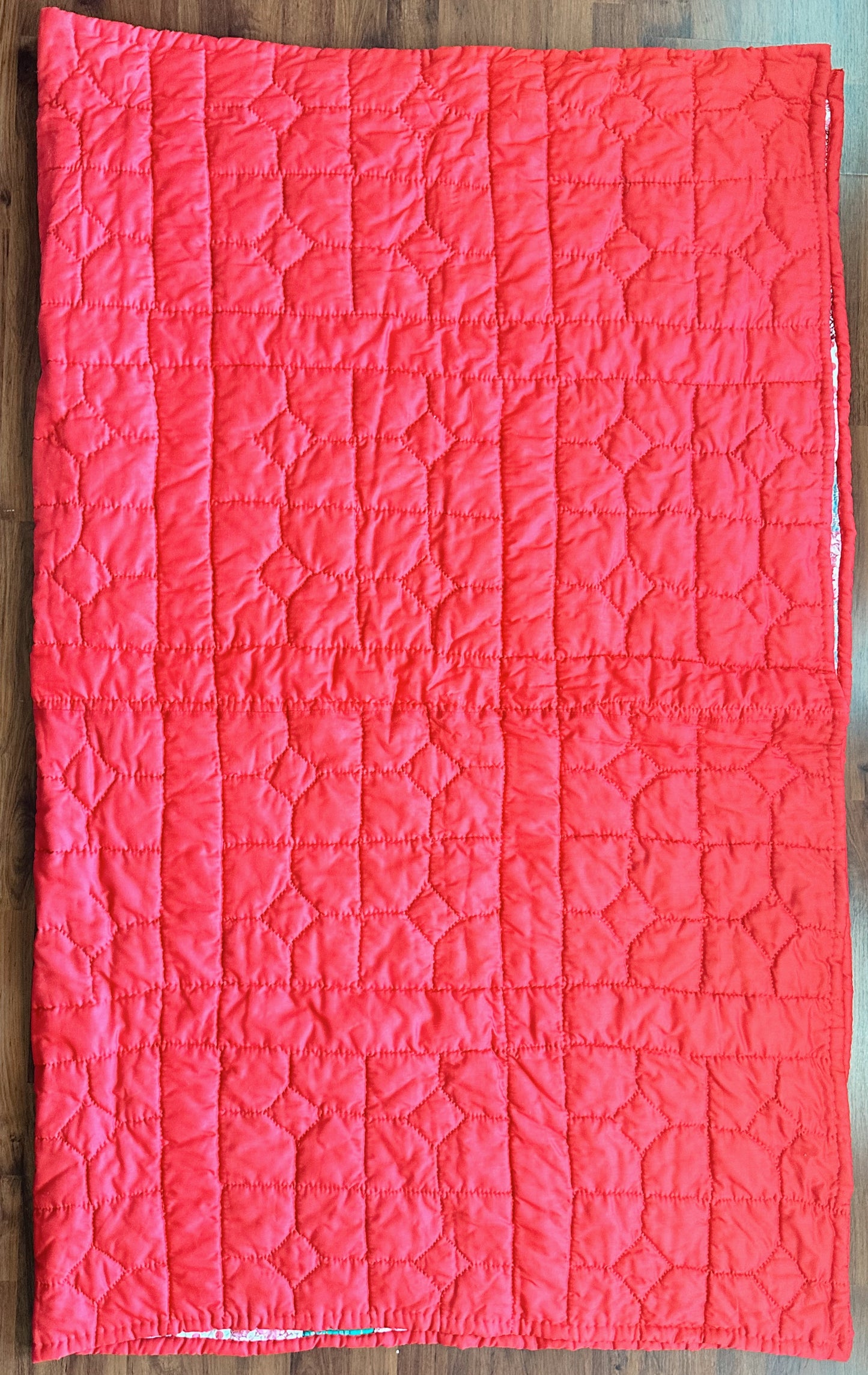 Hand Quilted Scrappy Cotton Quilt, Snowball & Bow Tie Variation