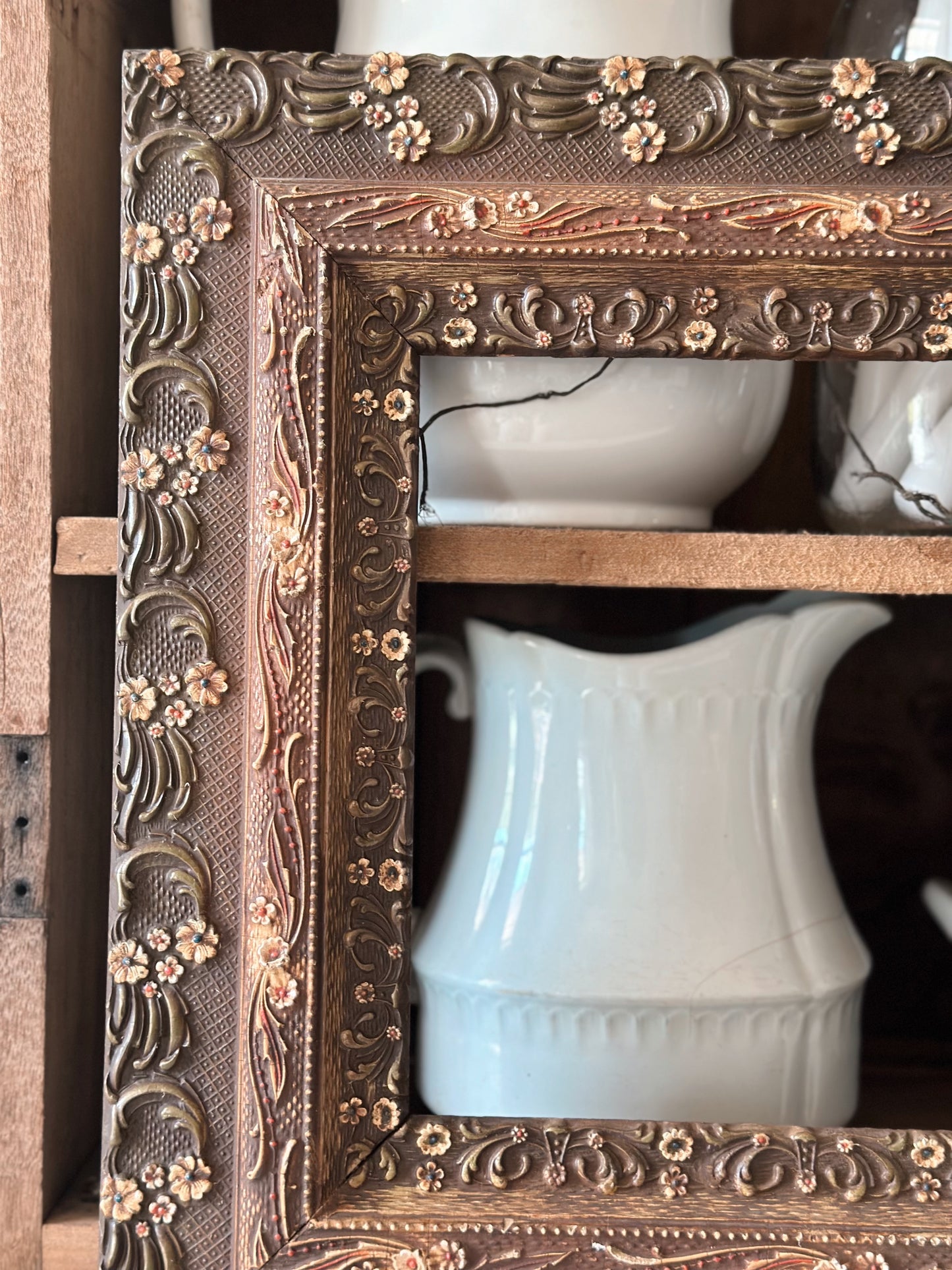 Vintage Floral Wood Frame