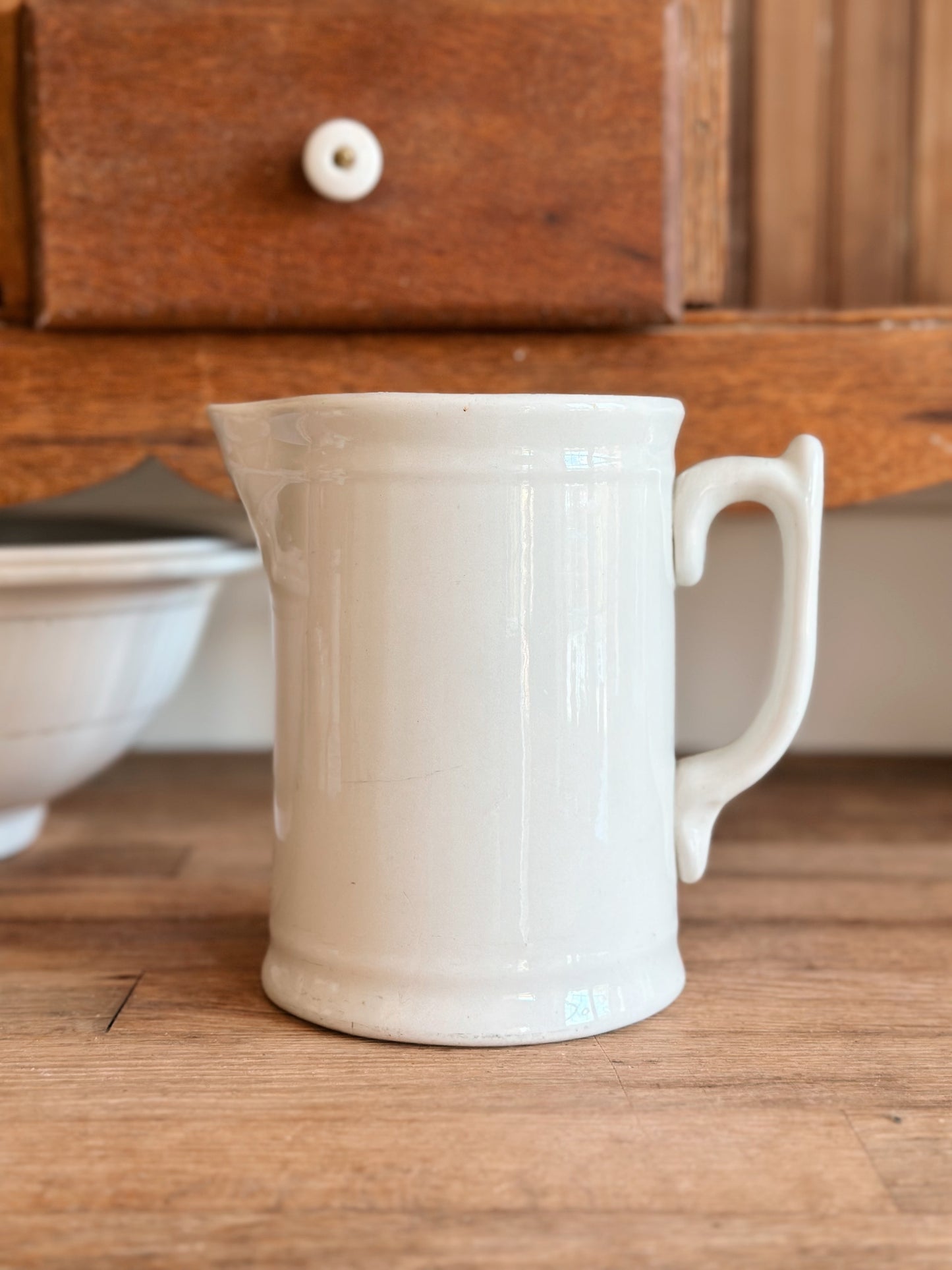 Vintage Ironstone Milk Pitcher (with special note on the bottom)