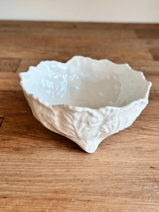 Vintage English Coalport Cabbage Ware Footed Dish