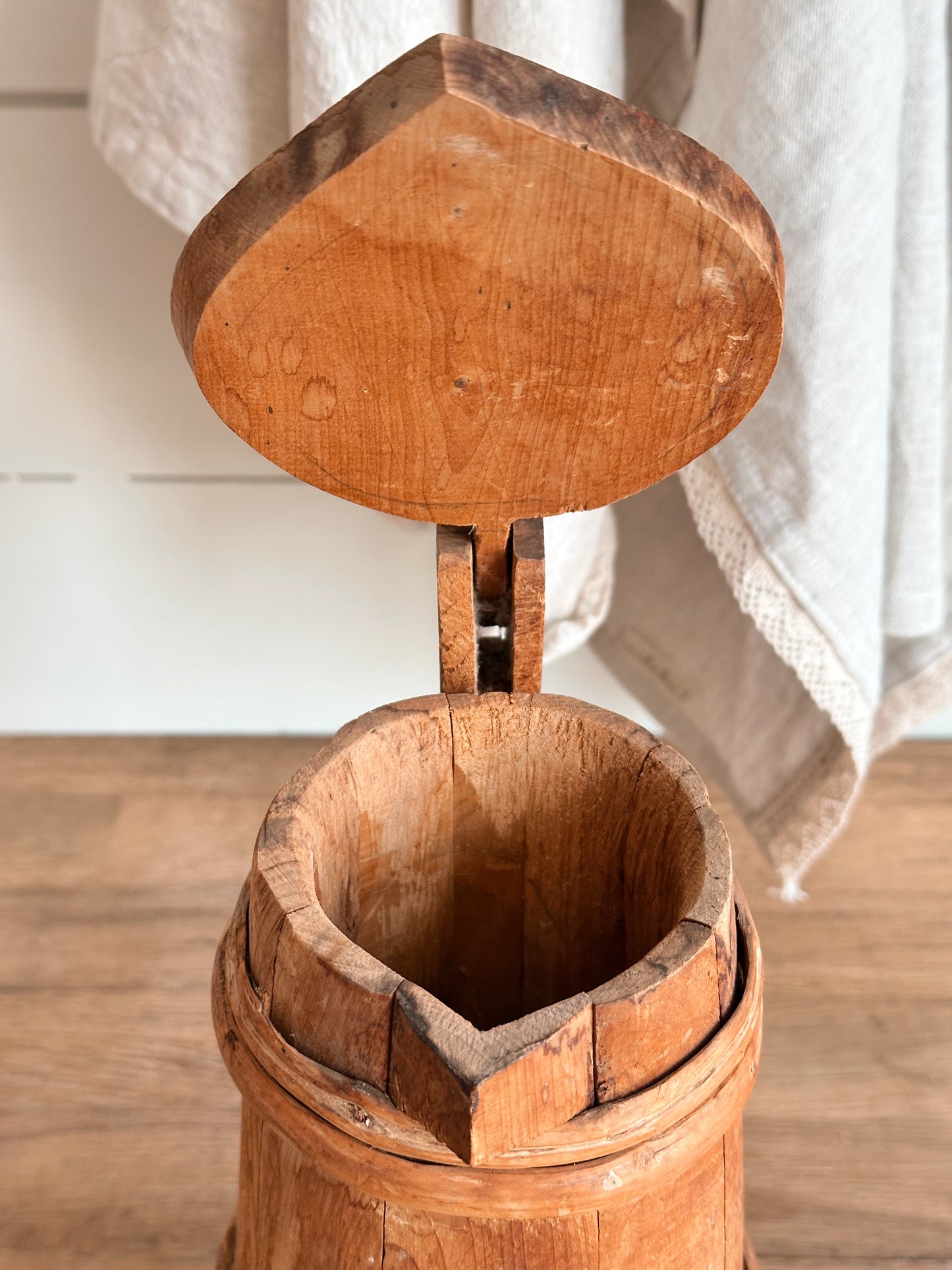 Vintage Folk Art Carved Wood Stein