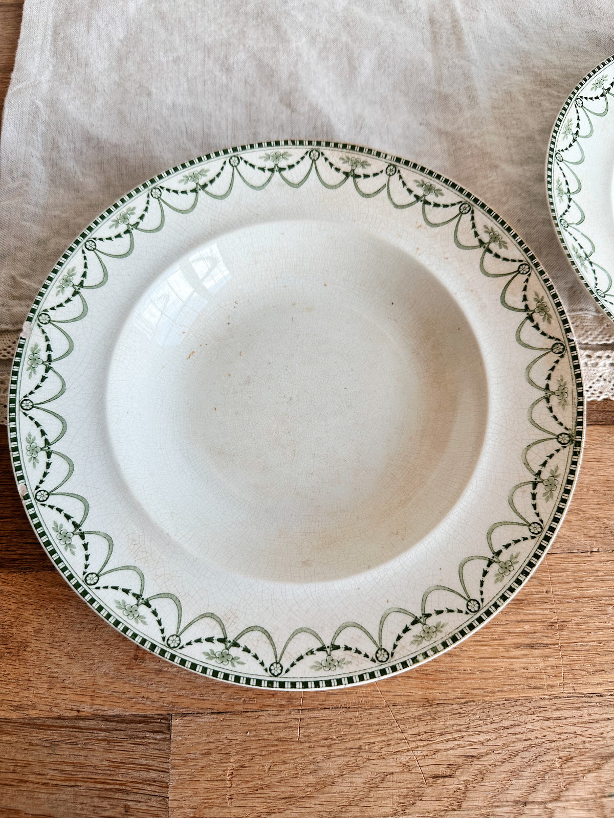 Pair of 1905 Antique Furnivals Ellesmere Shallow Soup Bowls