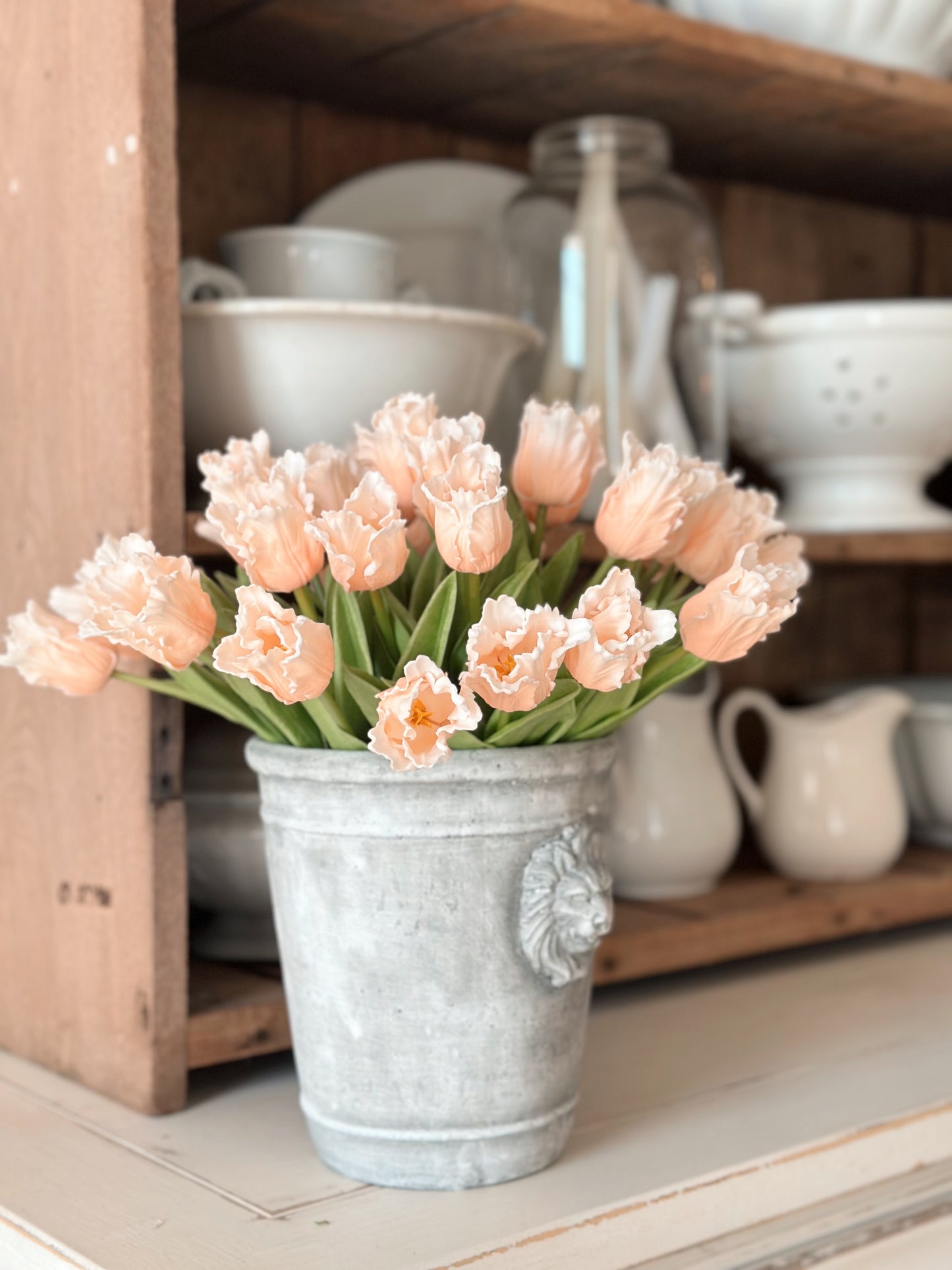 Real Touch Parrot Tulips, Light Peach