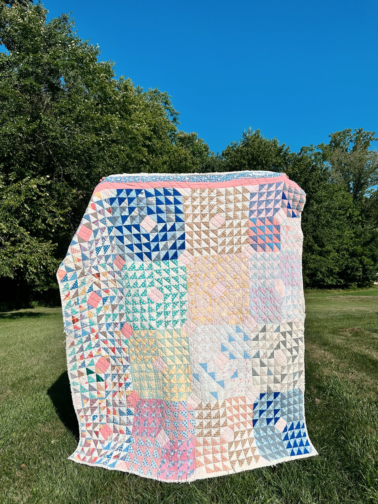 1930s Hand Stitched Patchwork Quilt