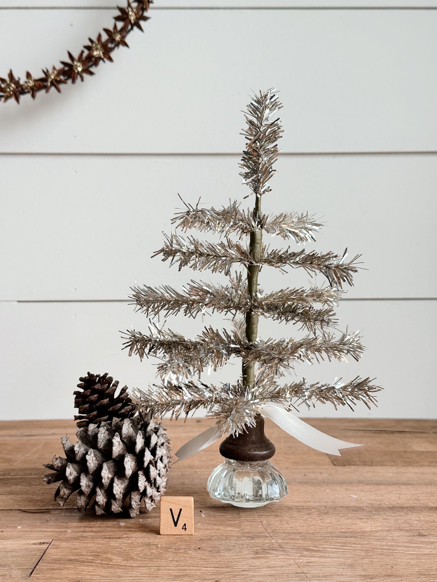 Vintage Glass Knob Tinsel Tree