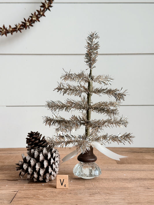 Vintage Glass Knob Tinsel Tree