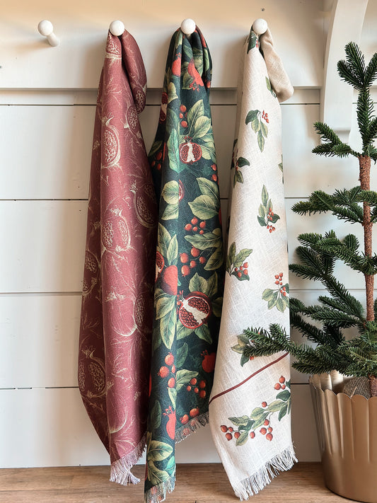 Pomegranate & Holly Tea Towels