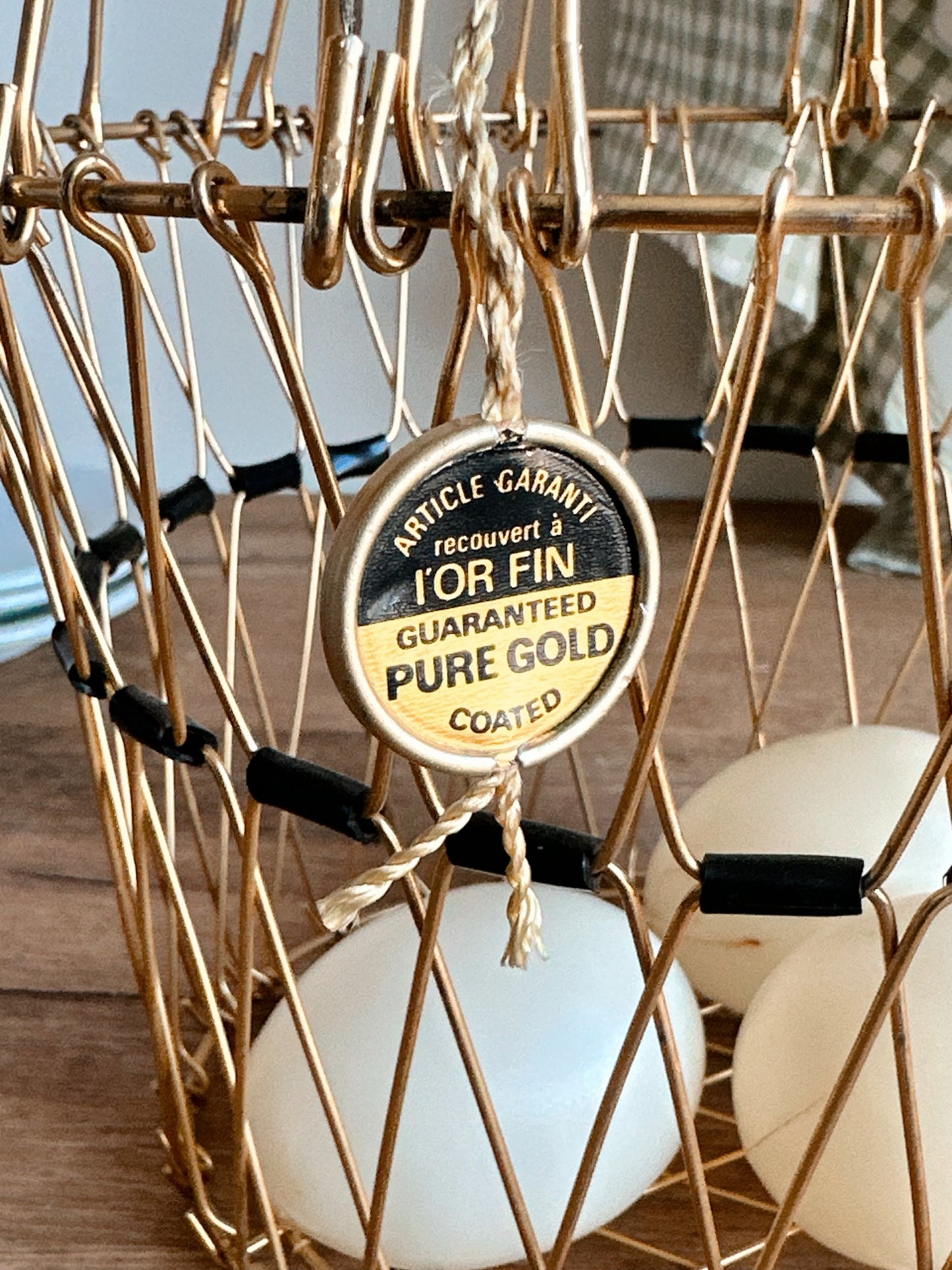 Vintage French Gold Coated Egg Basket
