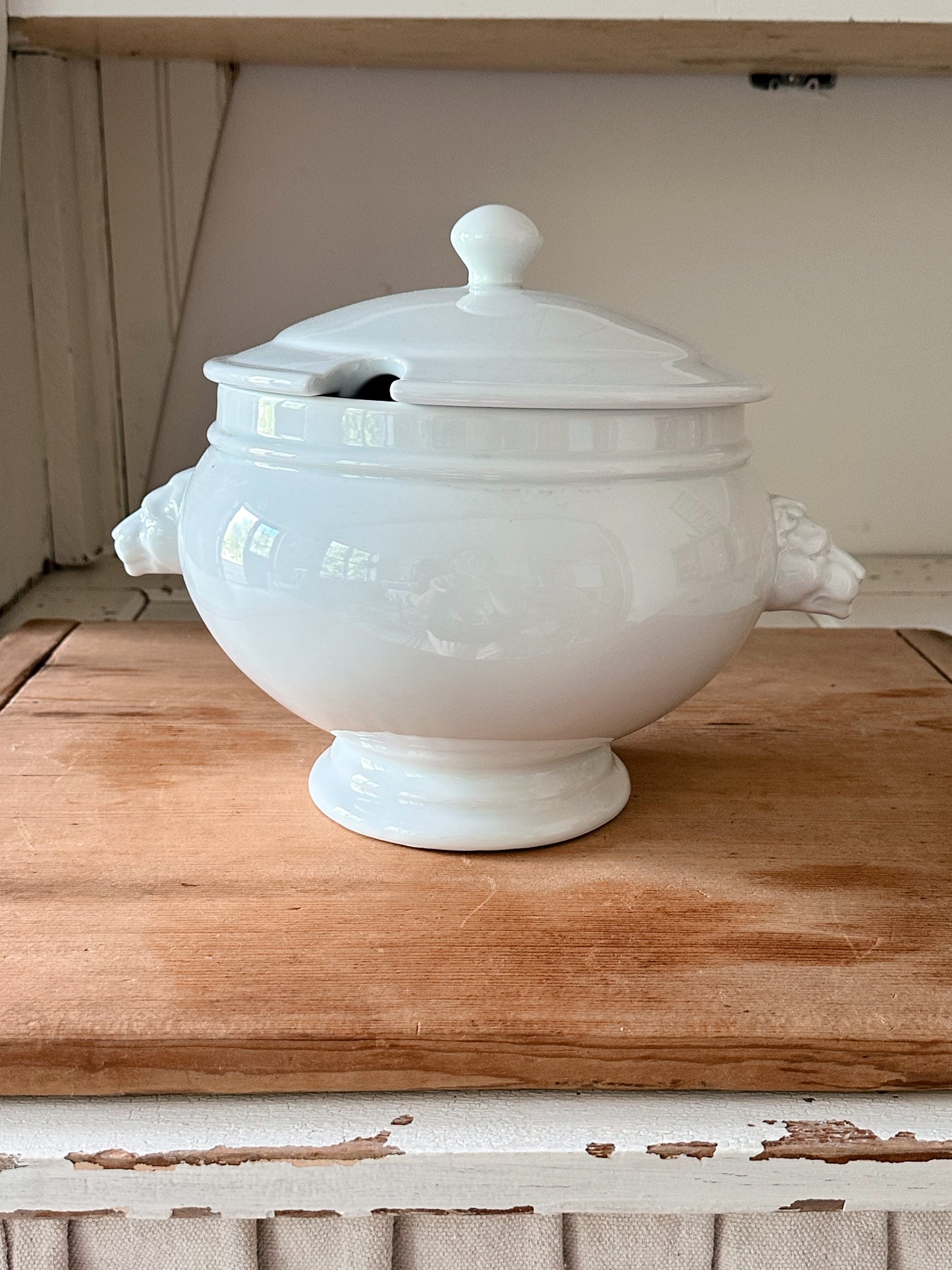 Vintage Porcelain Lion Head Soup Tureen