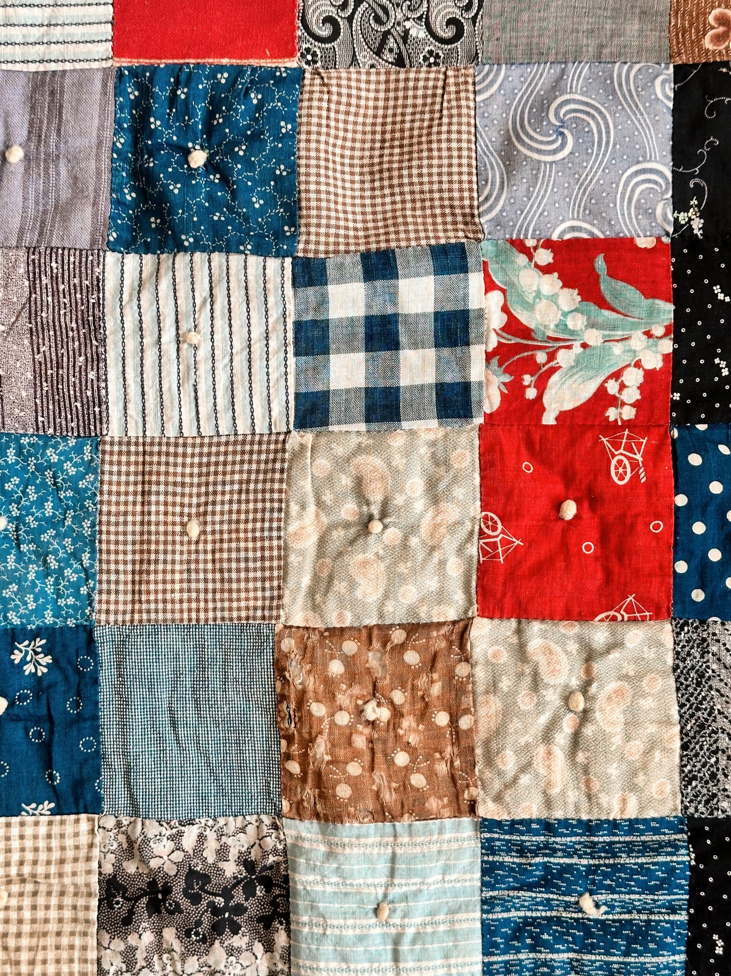Vintage Hand-Tied Scrap Patchwork Quilt