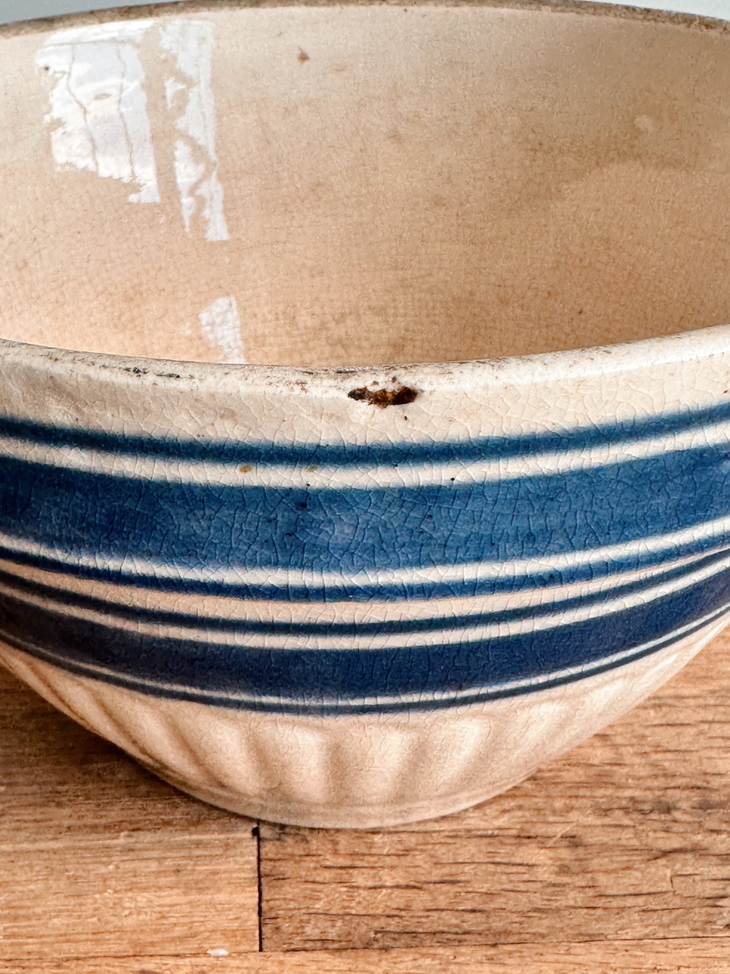 Antique Blue Banded Stoneware Bowl