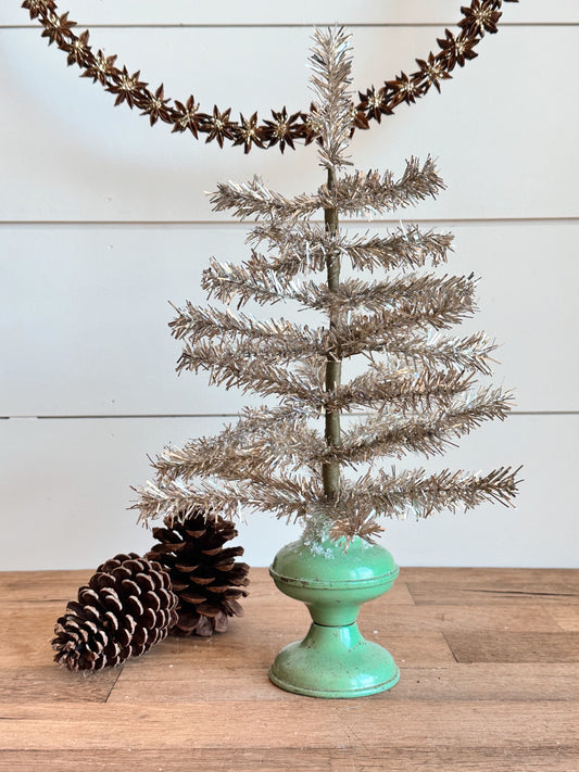Vintage Oil Lamp Tinsel Tree