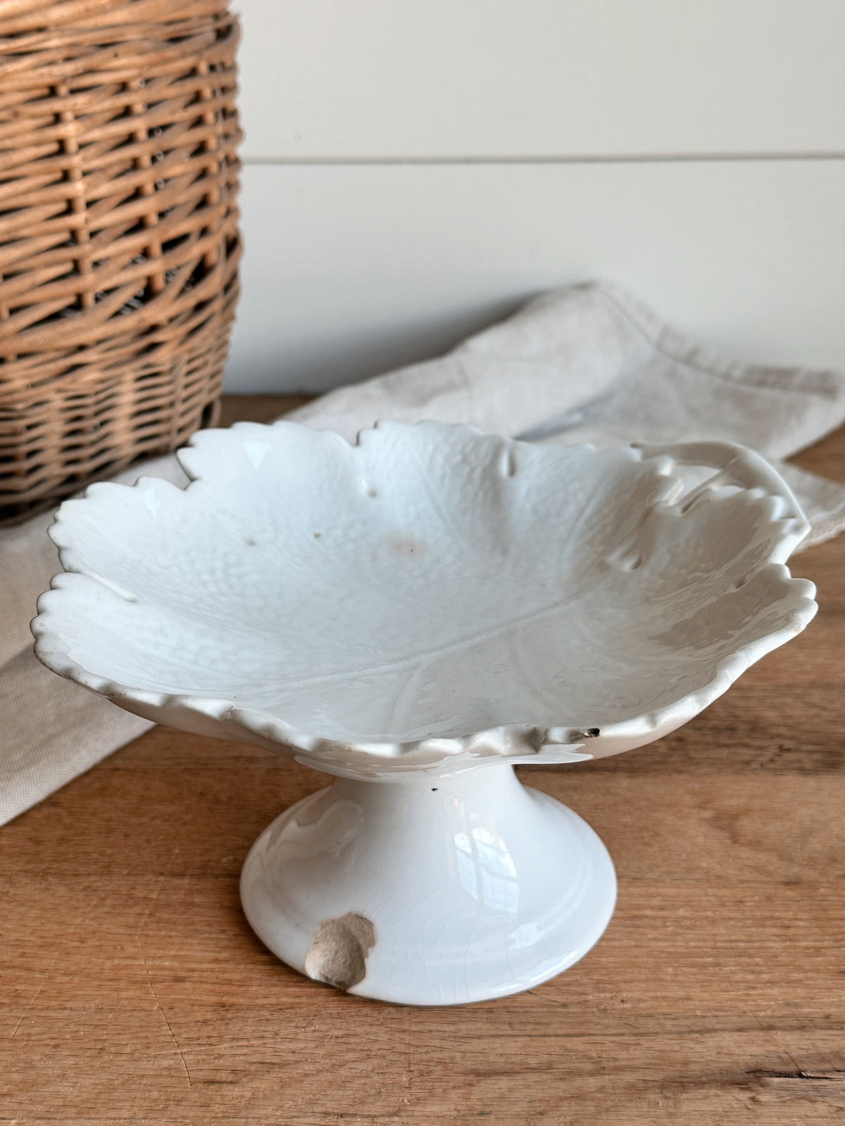 Antique Ironstone Edwards Leaf Tazza (Footed Serving Piece)