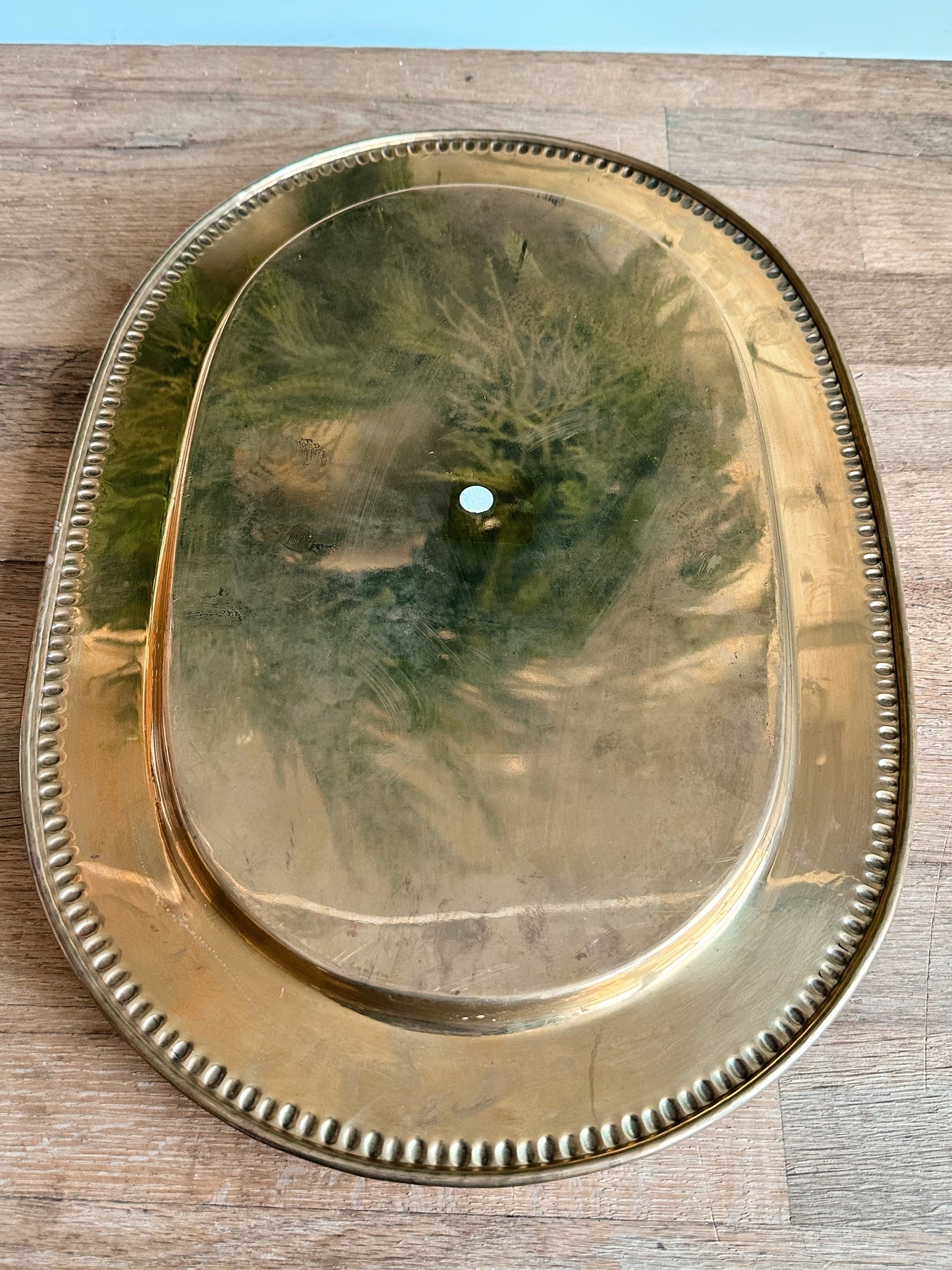 Vintage Engraved Brass Tray