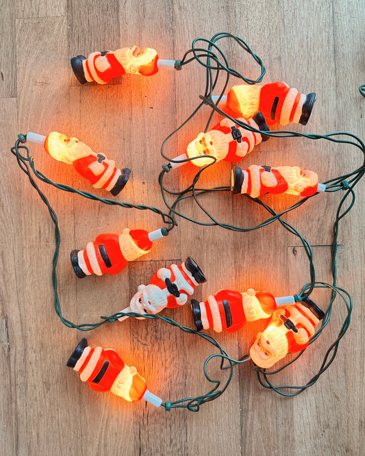 Vintage Blow Mold Santa String Lights