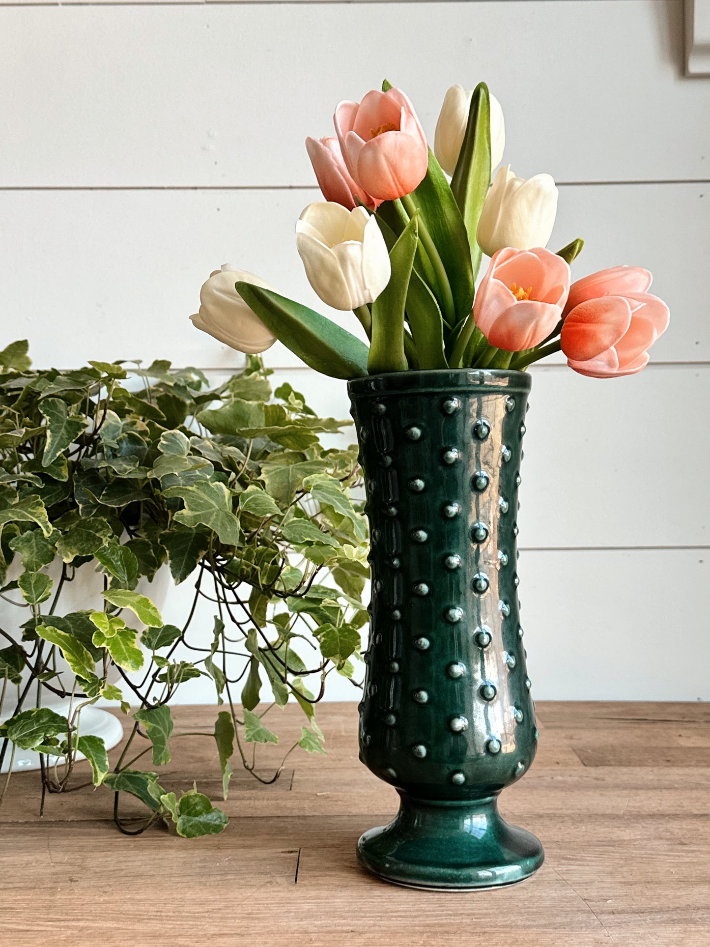 Vintage Hobnail Pottery Vase