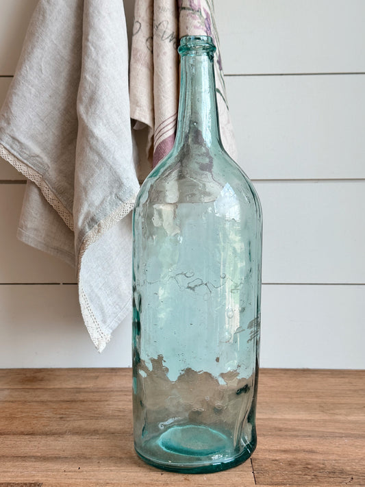 Large Vintage Blue Glass Bottle