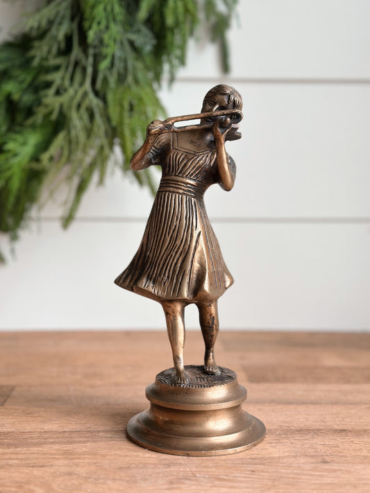 Vintage Brass Girl Violinist