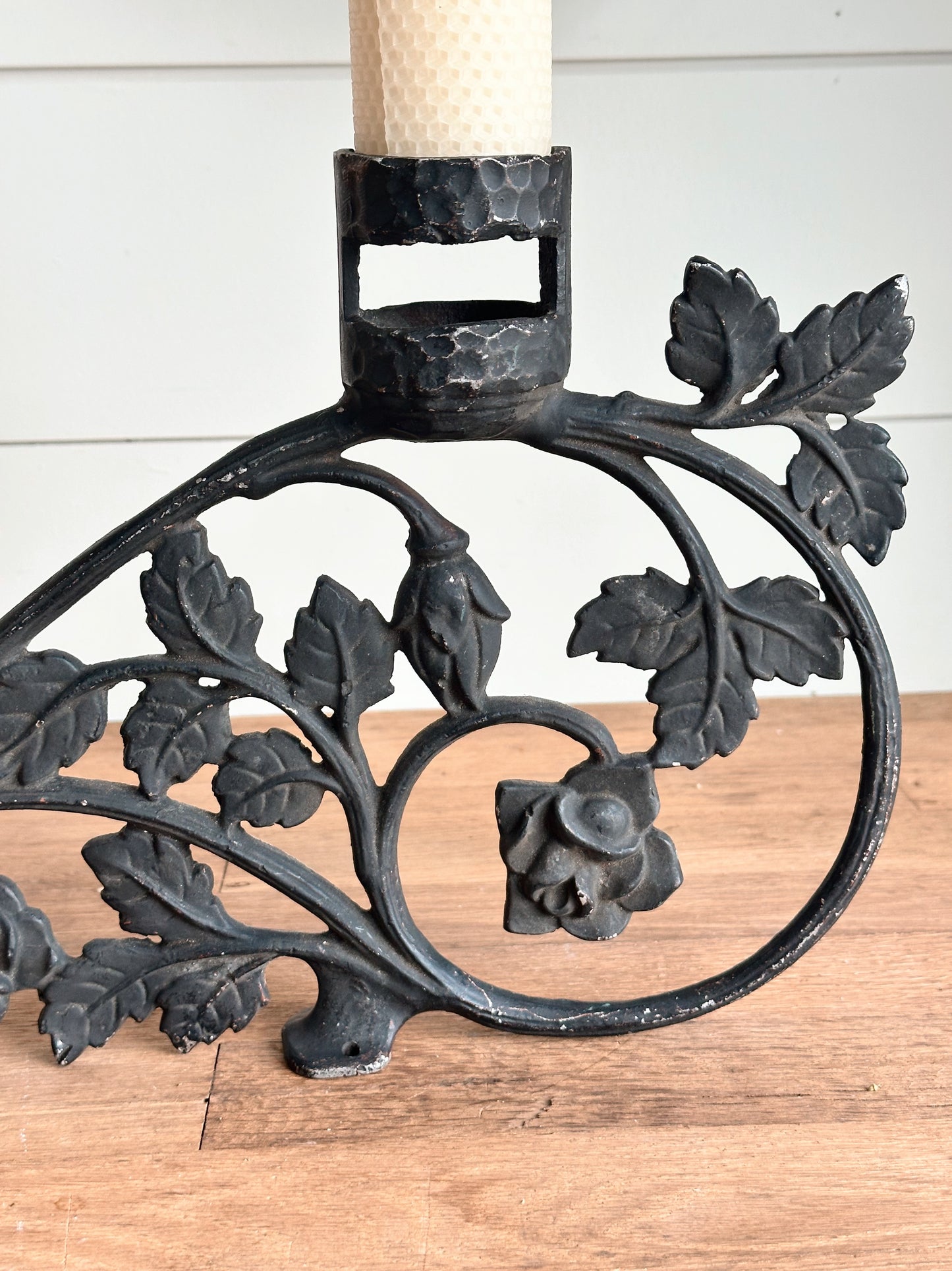 Repurposed Vintage Candle Holder with Beeswax Candle