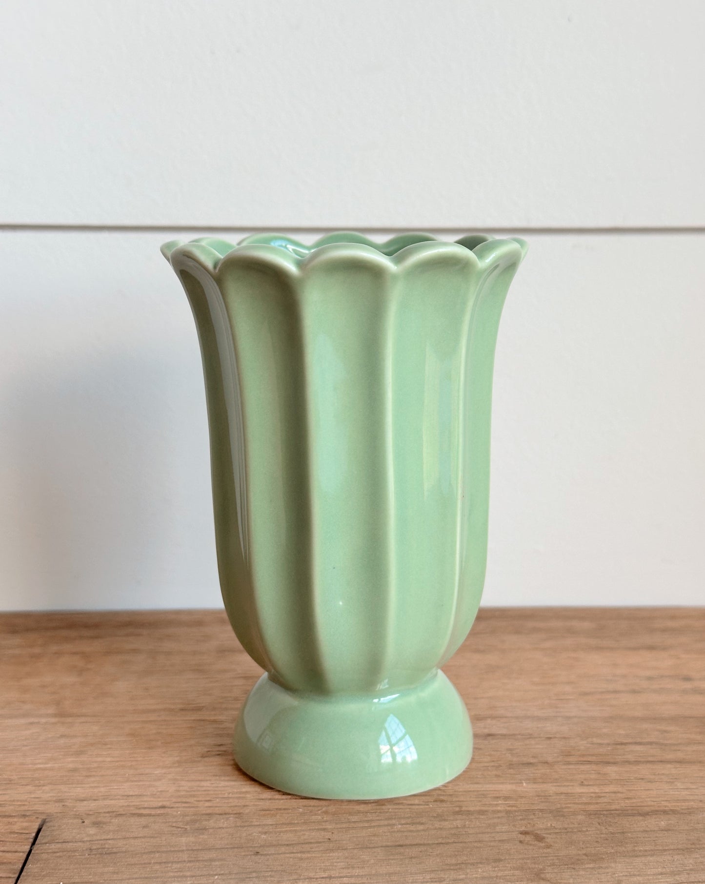Petite Scalloped Sage Vase