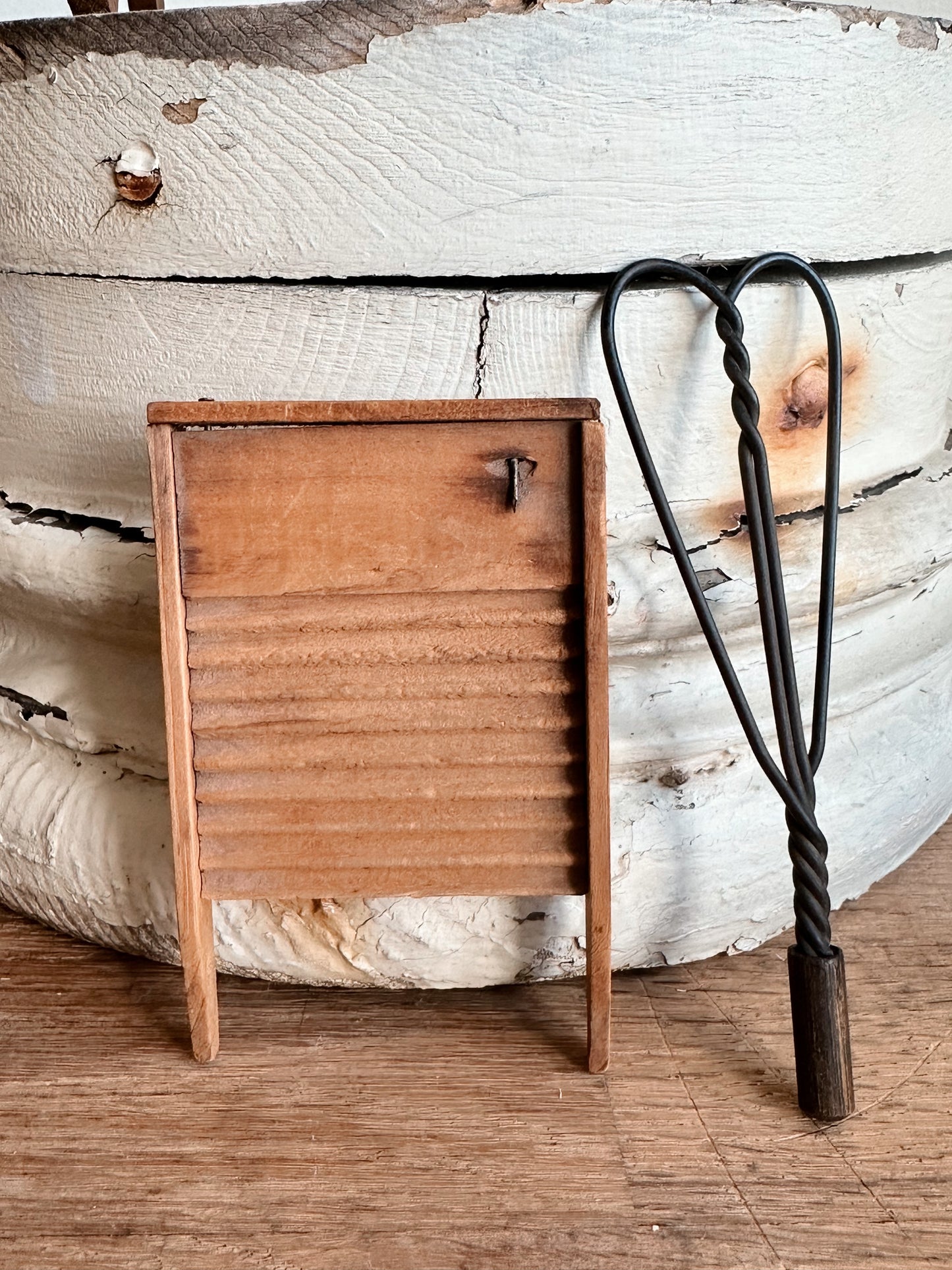 Collection of Antique Miniature Wood Laundry Items
