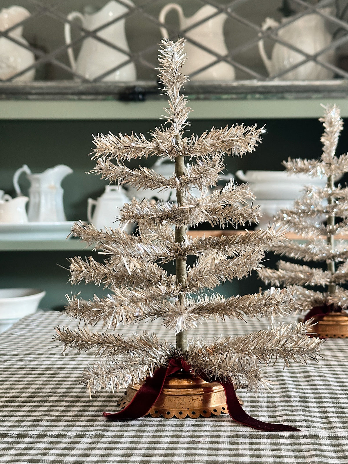 Vintage Lamp Base Tinsel Tree